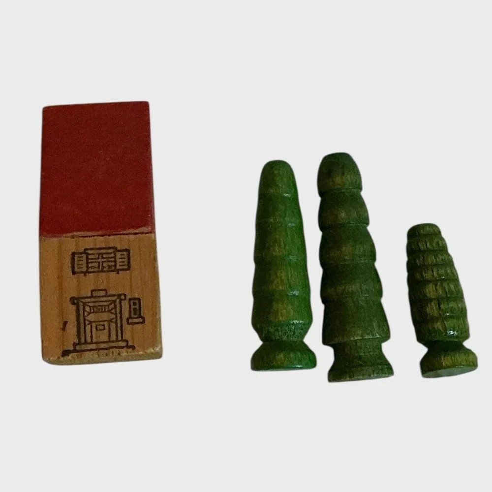 German Erzgebirge Miniature Wooden Village Vintage